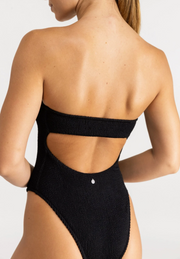 Wave Break Strapless One Piece - Black