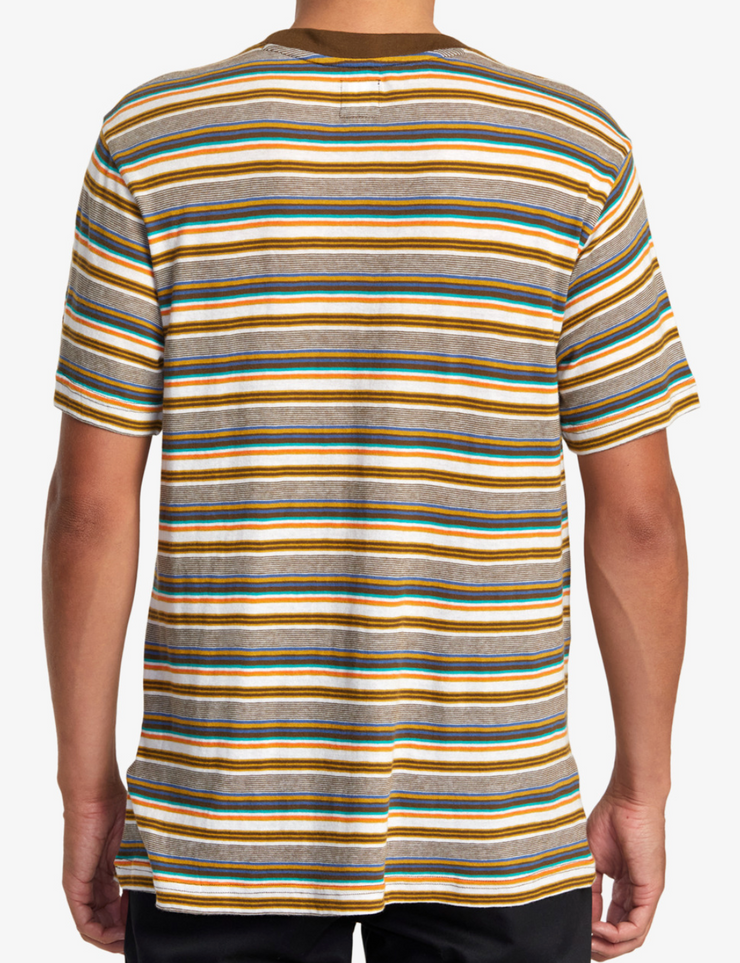 Ramshackle Micro Stripe Tee - Bombay Brown