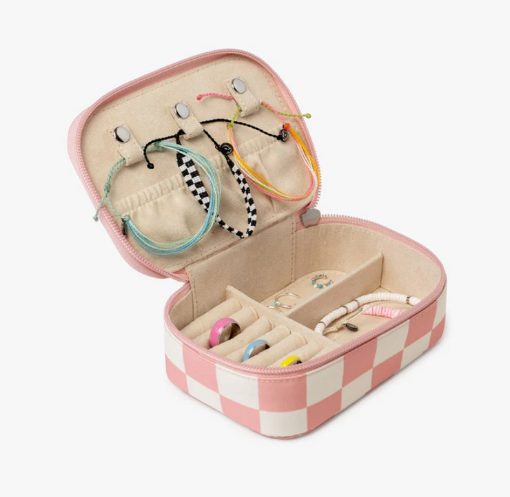Pink Checkered Jewelry Case