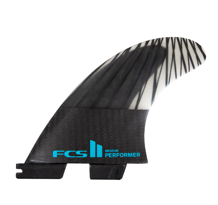 FCS II Performer PC Carbon Large Tri Fins - Black/Teal