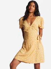 Hot Tropics Mini Wrap Dress - Goldie