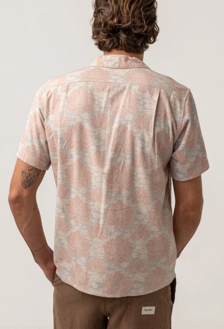 Demask Linen Ss Shirt - Slate