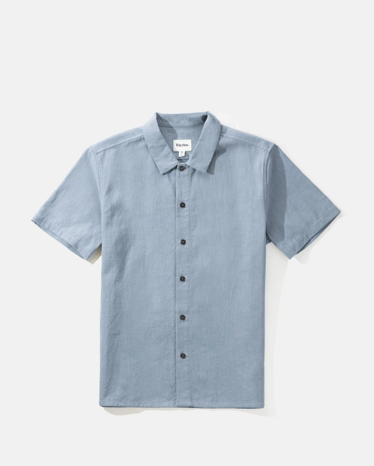 Textured Linen SS Shirt - Slate