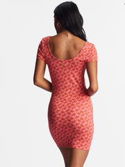Girl In The Sun Bodycon Dress - Coral Crush