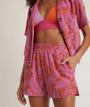 Terry Out Short - Orange/Lavender Floral