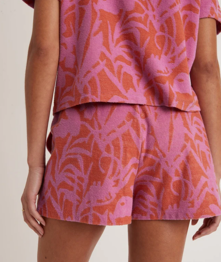 Terry Out Short - Orange/Lavender Floral