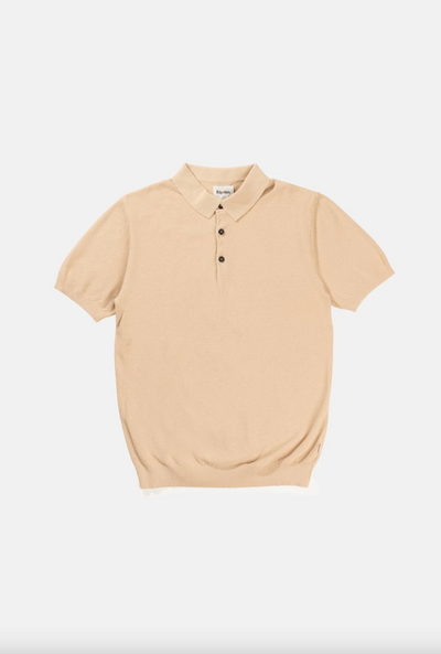 Textured Knit SS Polo - Sand