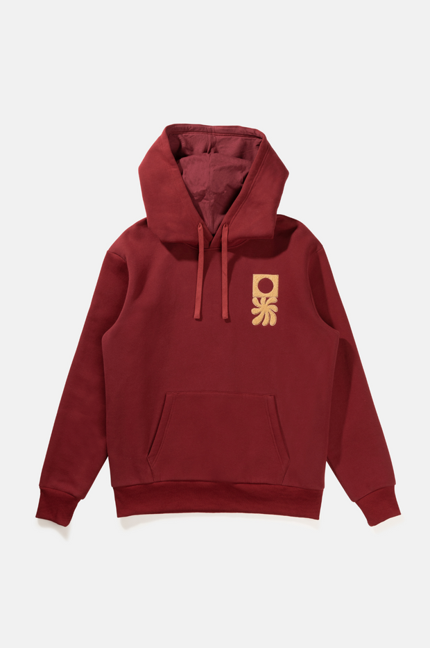 Embroidered Fleece Hood - Mulberry