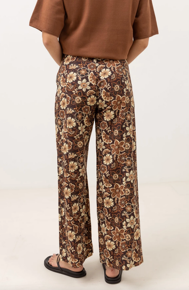 Cantabria Floral Wide Leg Pant - Brown