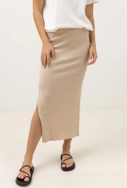 Hayman Knit Midi Skirt - Oatmeal