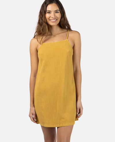 Premium Linen Slip Dress - Gold