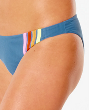 Wave Shapers Stripe Good Coverage Bikini Bottom- Dark Teal