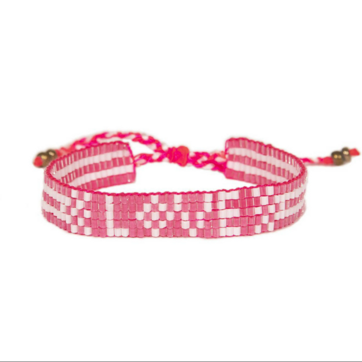 Pretty in Pink Bali Seed LOVE Bracelet - Pink
