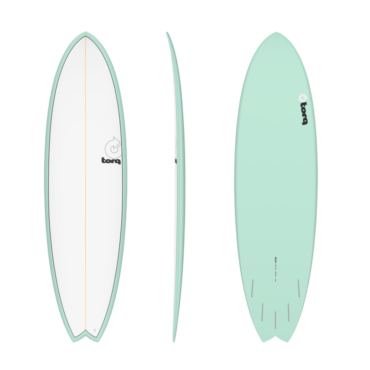 6'10" Fish Pinline Seagreen with White Deck