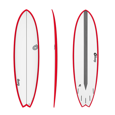7'2" Fish Pinline Red with White Deck - TET-CS