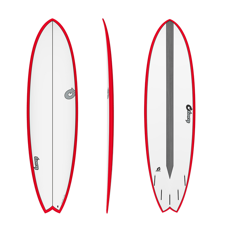 7'2" Fish Pinline Red with White Deck - TET-CS