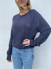Gypsy Life Surf Shop - Pink OG Logo - Kickback Vintage Heavy Knit Pullover Sweatshirt - Dark Navy