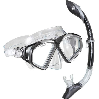 Cozumel TX Mask Island Dry Snorkel Package Black/Silver