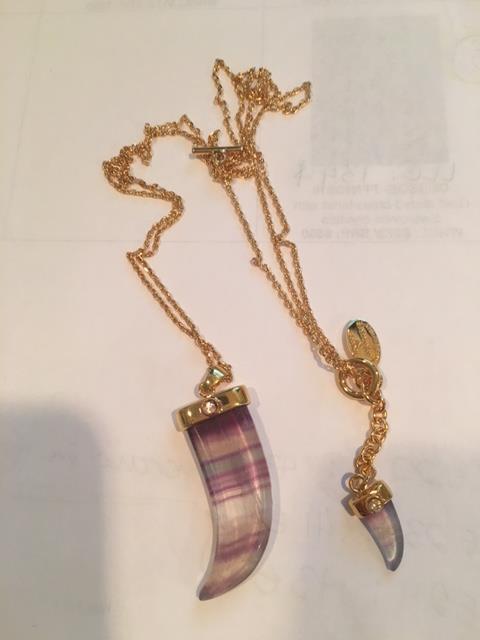 Crusoe Double Tooth Flourite Necklace and Swarovski Crystals
