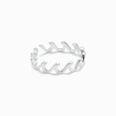 Wave Band Toe Ring - Silver