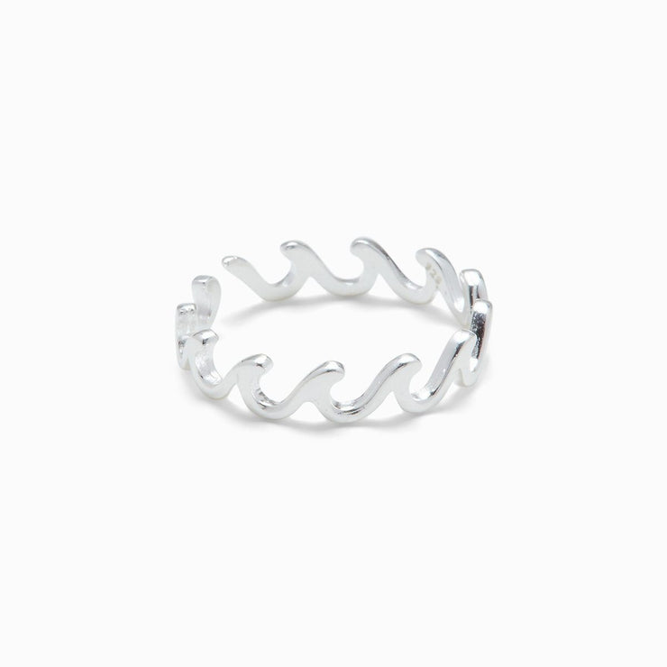 Wave Band Toe Ring - Silver