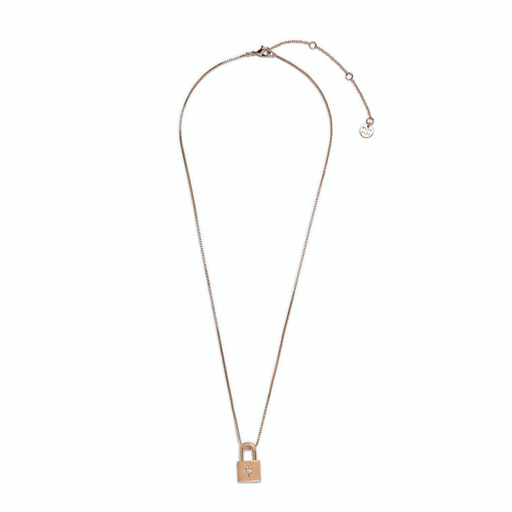 Lock Pendant Necklace - Rose Gold