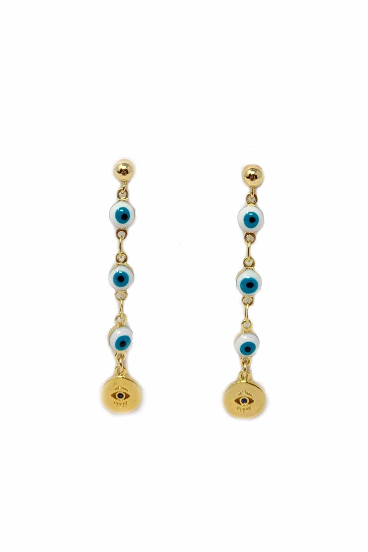 Gypsy Life Evil Eye Gold Chain Earrings with Gold Accent