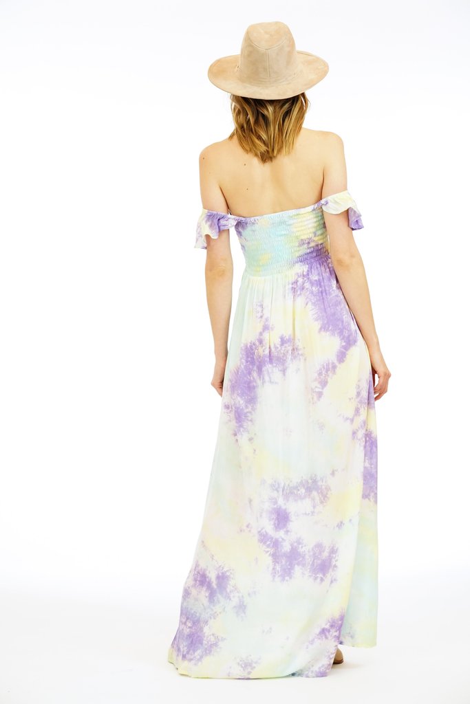 Hollie Long Dress - Aqua/Yellow/Violet Smoke