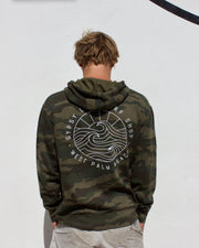 Gypsy Life Surf Shop - OG White Logo - Long Sleeve Hoodie - Green Camo - Independent