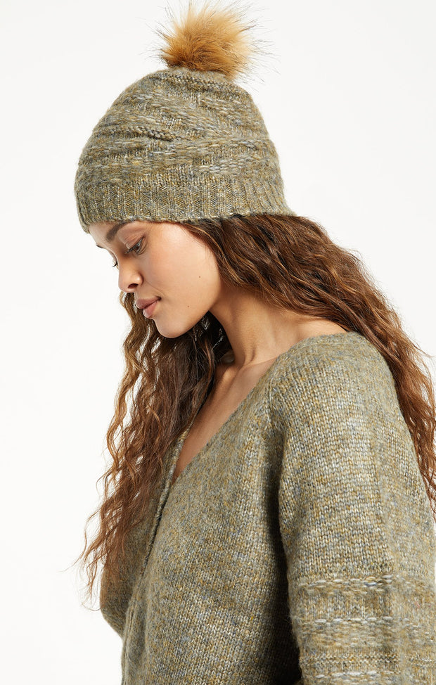 Cable Beanie - Dusty Olive