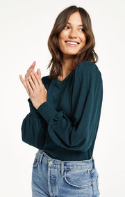 Rebel Brushed Slub Top - Deep Emerald