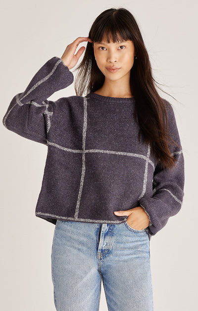 Solange Plaid Sweater - Shadow
