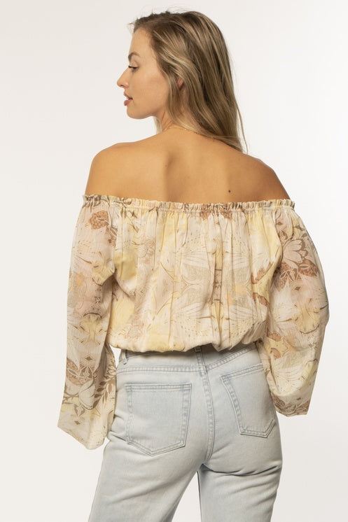 Yasmin LS Woven Top - Desert Mist