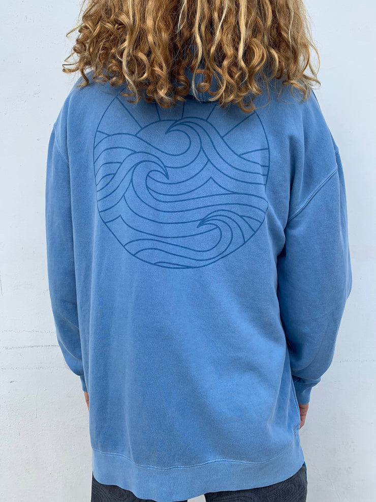 GLSS - Gypsy Life Surf Shop - OG Logo - Heavyweight Pigment Light Blue Dyed Hooded Sweatshirt