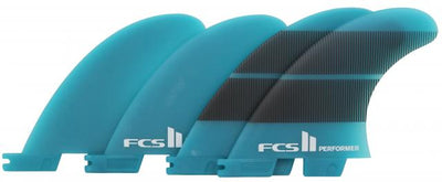 FCS II Performer Neo Glass Medium Quad Fins - Teal