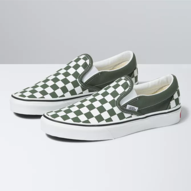 Vans Classic Slip-On Checkerboard - Thyme/True White