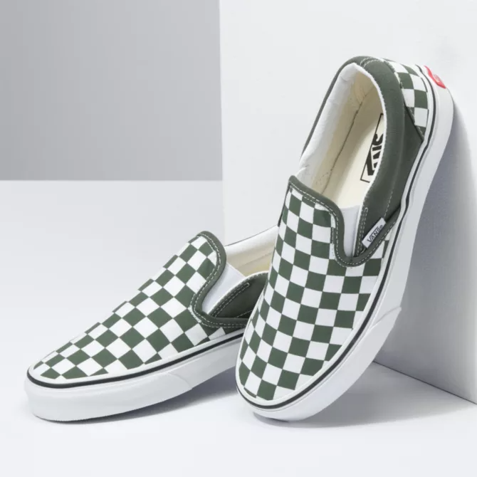 Vans Classic Slip On Checkerboard Thyme True White
