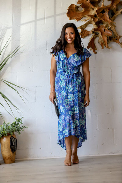 Dalia Wrap Dress - Azure Orchid