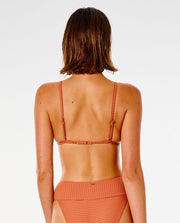 Premium Surf Banded Fixed Tri Bikini Top - Rhubarb