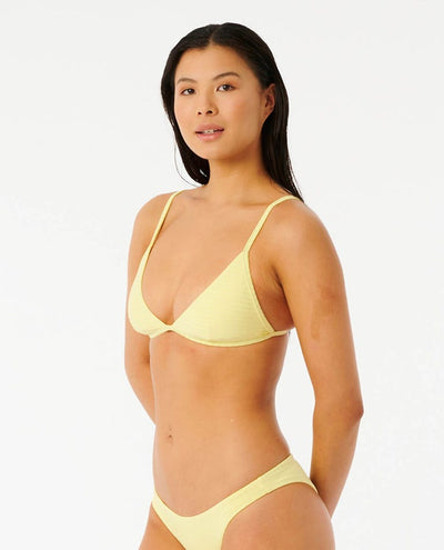 Premium Surf Banded Fixed Tri Bikini Top - Lemonade