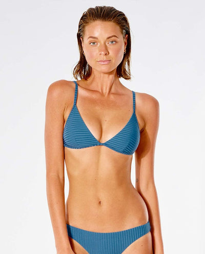 Premium Surf Banded Fixed Tri Bikini Top - Dark Teal