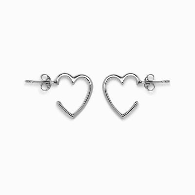 Heart Hoop Earrings - Silver