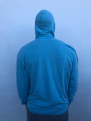 Gypsy Life Surf Shop - Men's Triblend Hooded LS Shirt - Hallena Sun/Wave - Turquoise