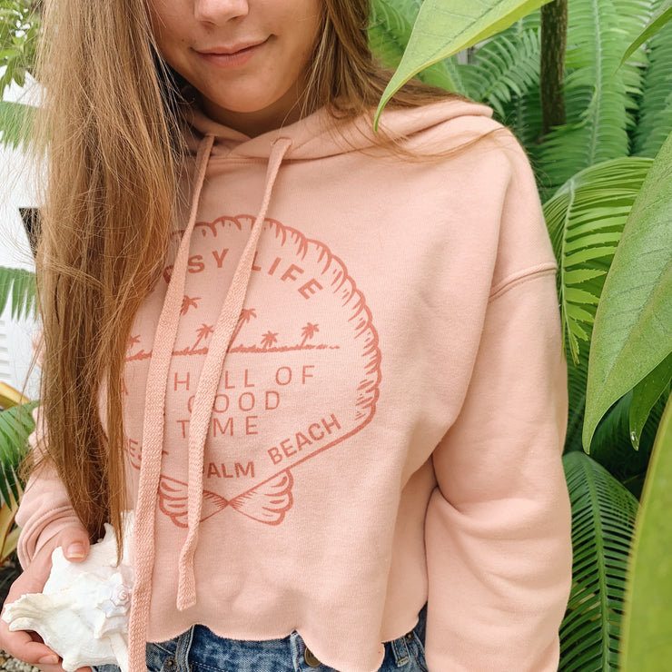 Gypsy Life Surf Shop - Shell of a Good Time - Cropped Hoodie Fleece - Peach