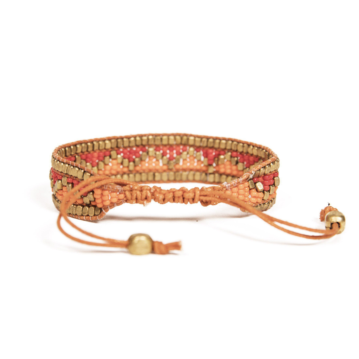 Taj Beaded Bracelet - Red and Orange