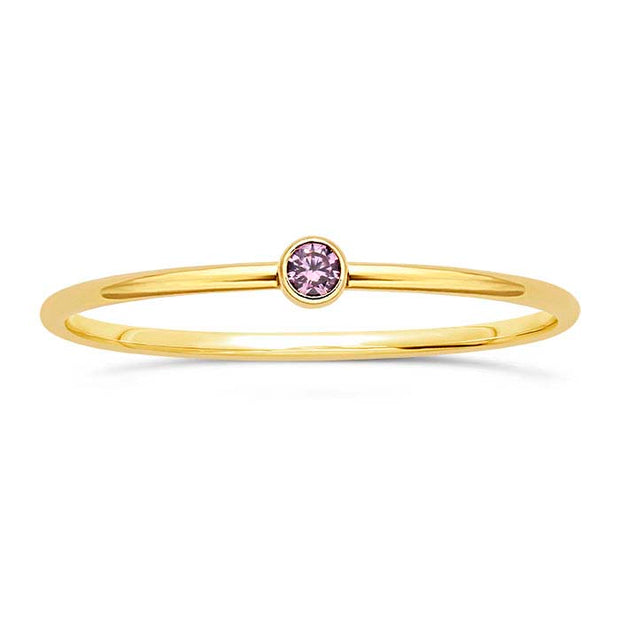 Gypsy Life Light Purple Cubic Zirconia Stacking Ring - Yellow Gold-Filled - 2mm