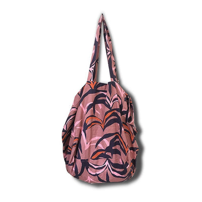 Linen Tote Bag with Palm Print - Blush