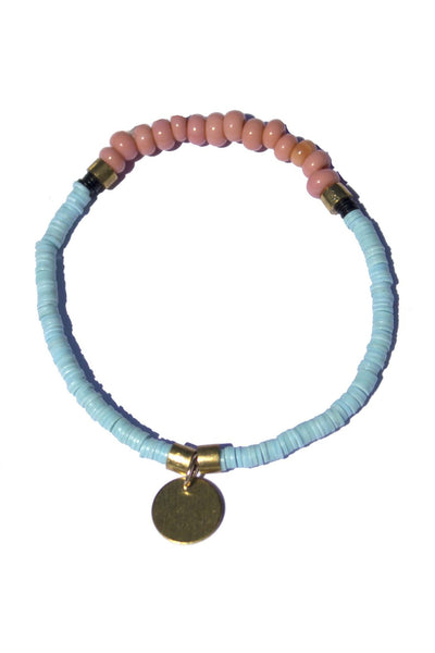 Beaded Bracelet - Pink with Turquoise