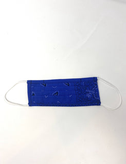 Royal Blue with Black Bandana Face Mask