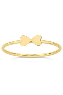 Gypsy Life Double Heart Stacking Ring - Yellow Gold-Filled - 1mm